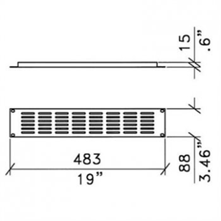 19-Inch 2U Vent Panel Black 