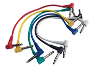 Jack Patch Leads Stereo 1/4 - Right Angle Plug 300mm Long Six Colours Supplied